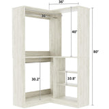 Corner Closet System, 36'' x 36'' Inch Large Freestanding Closet Organizer Tower with 2 Hanging Rods and Shelves