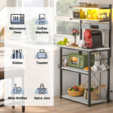 5-Tier Bakers Rack with Power Outlets, LED Lights, and Metal Hooks