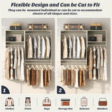 36'' - 60'' Closet System, 5FT Walk in Closet Organizer Starter Kit with 3 Hanging Rods and 3 Shelves, Cut Be Cut to Fit, Max Load 800 LBS