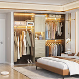 96 Inch Closet System with 3 Wood Drawers, 8FT Closet Organizer with Doors and 3 Shelve Towers, 1000 LBS Load, 96" L x 16" W x 75" H