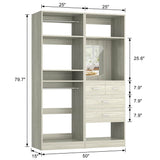 Unikito 2-in-1 50'' Closet System, Freestanding Closet Organizer with Hanging Rods and Drawers, Adjustable Clothes Garment Rack with Mirror, Sturdy Walk in Closet Tower for Bedroom, Mudroom, Entryway